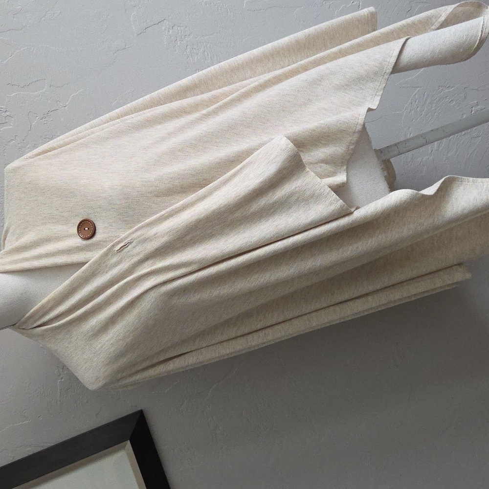 Chic Cream Women's Open Wrap Sweater Button Detail M